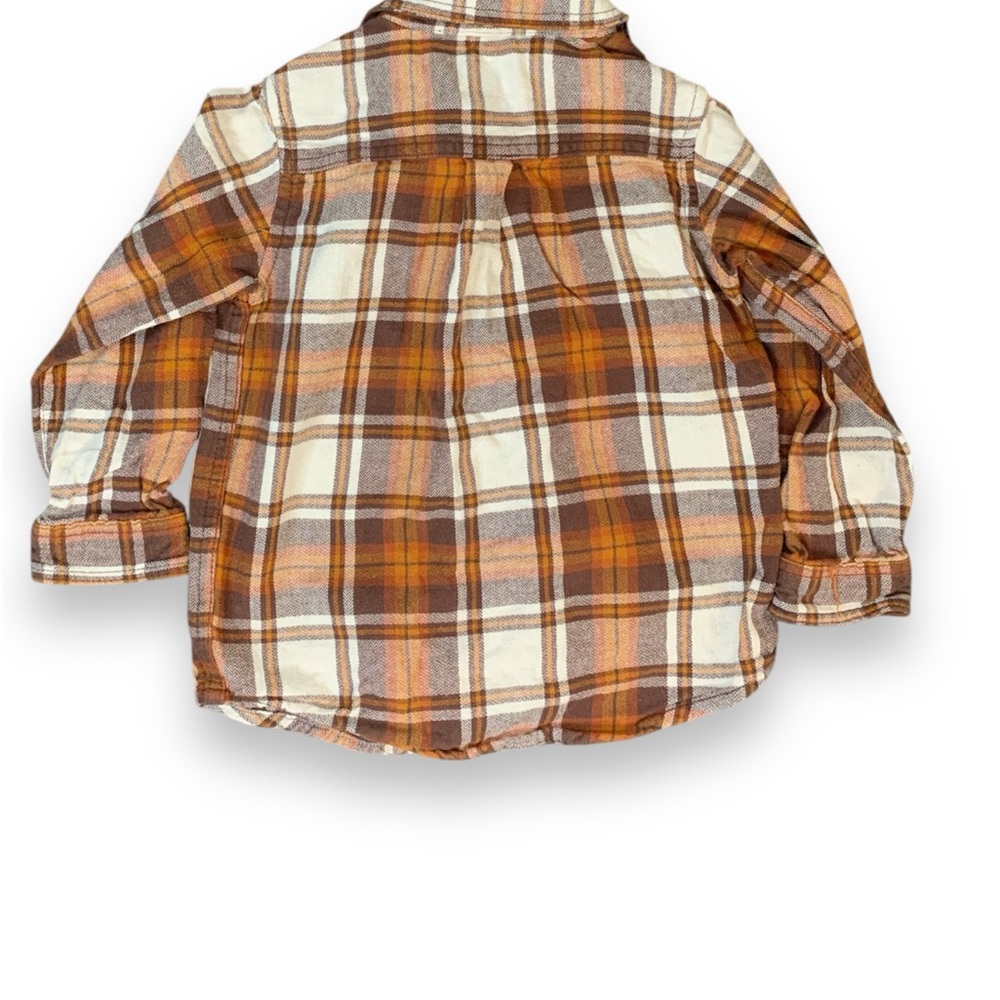 The Children's Place Orange and Cream Plaid Button Down Shirt - Picture 2 of 3